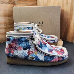 Clarks Originals Wallabee Patchwork Woven Fabric Ankle Boots